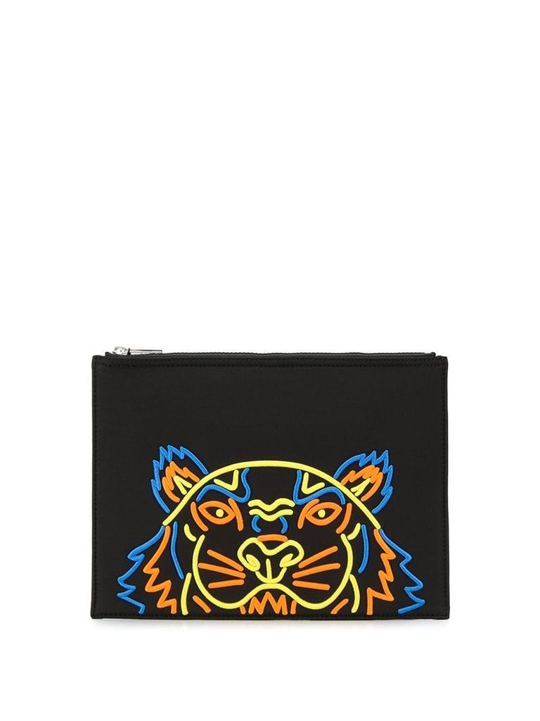 Kenzo tiger embroidered clutch - Black
