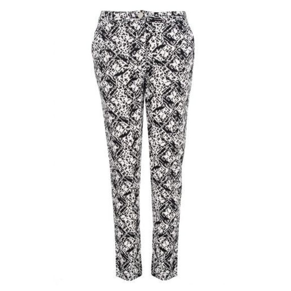 Black Cotton Abstract Print Trousers