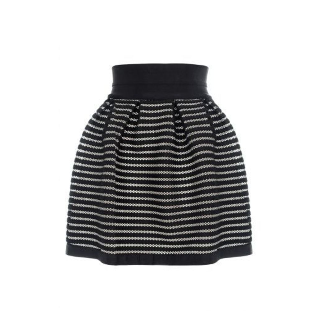 Black Ribbed Honeycomb Skirt