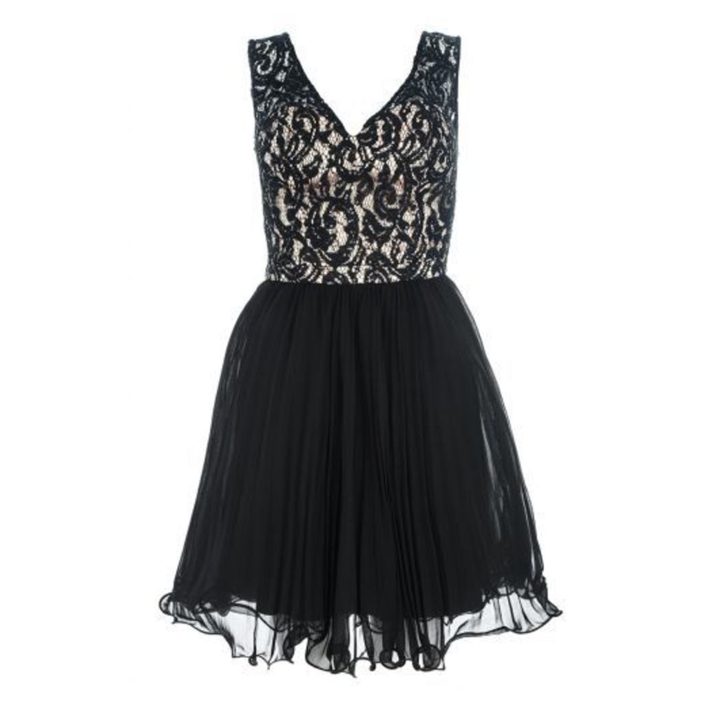 Black And Stone Lace Chiffon Prom Dress