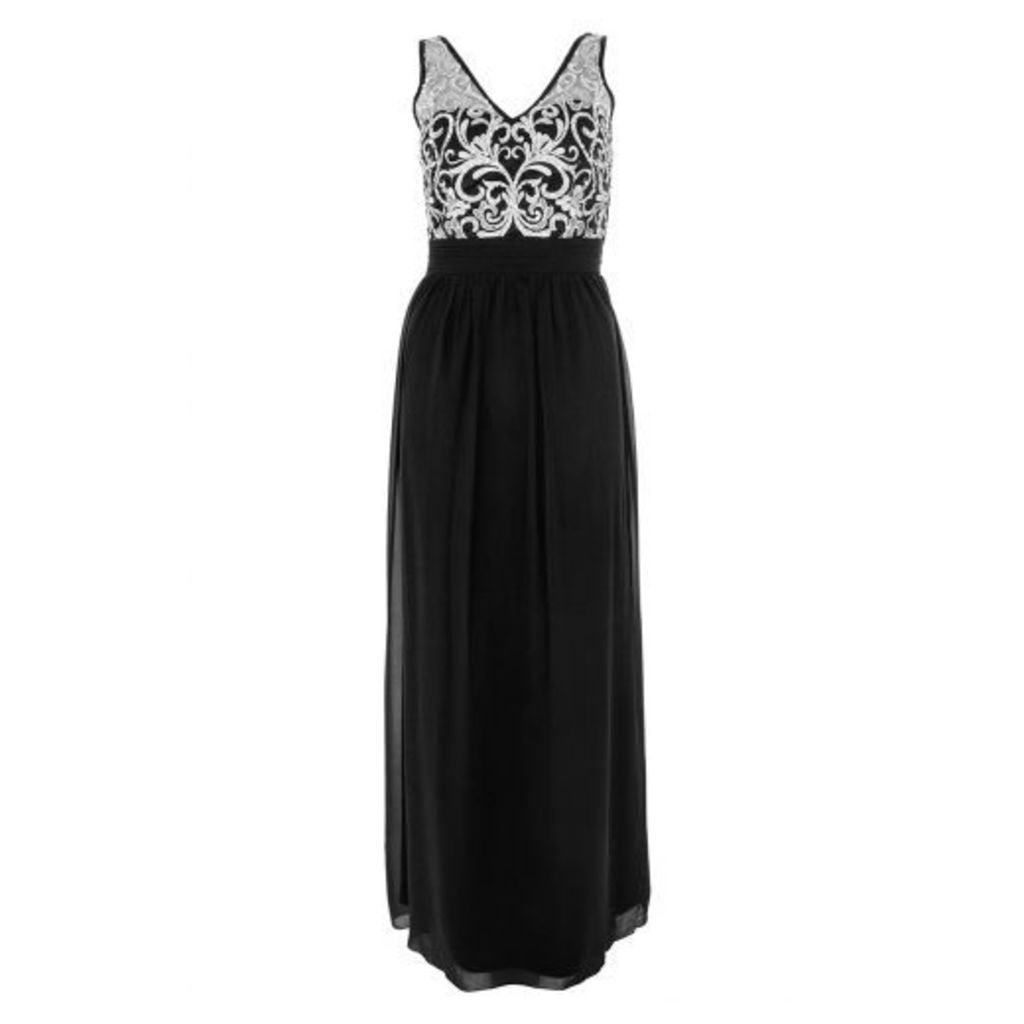 Black And Silver Embellished Maxi Dress