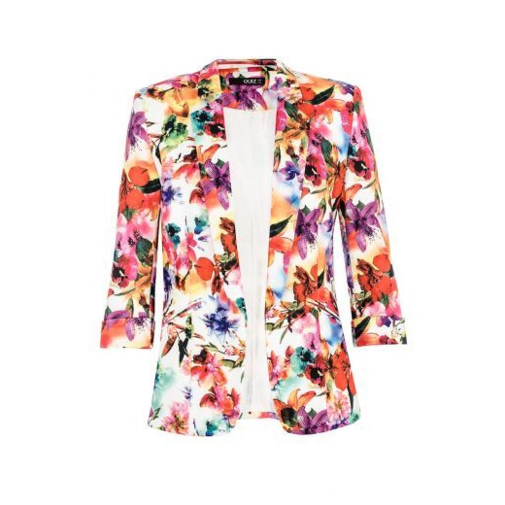 Multi Colour Flower 3/4 Sleeve Jacket