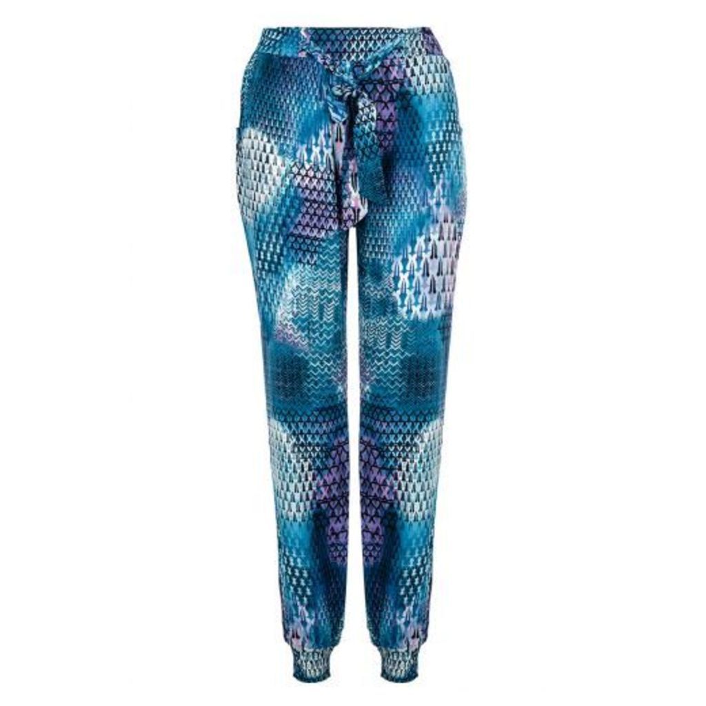 Blue Abstract Print Harem Trousers