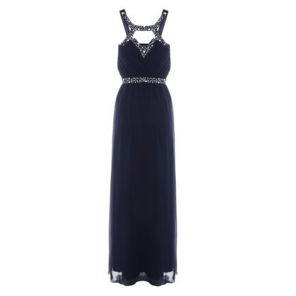 Navy And Silver Sweetheart Maxi Dress