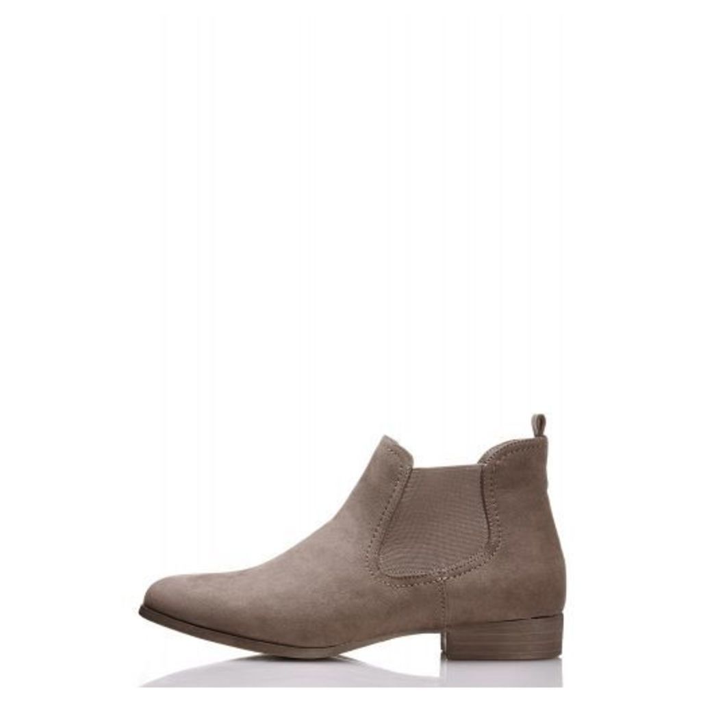 Taupe Faux Suede Ankle Boot