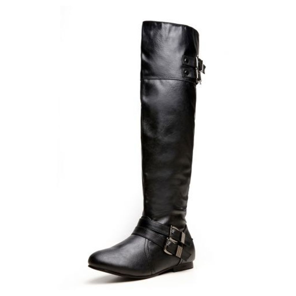 Black PU Over The Knee Boots