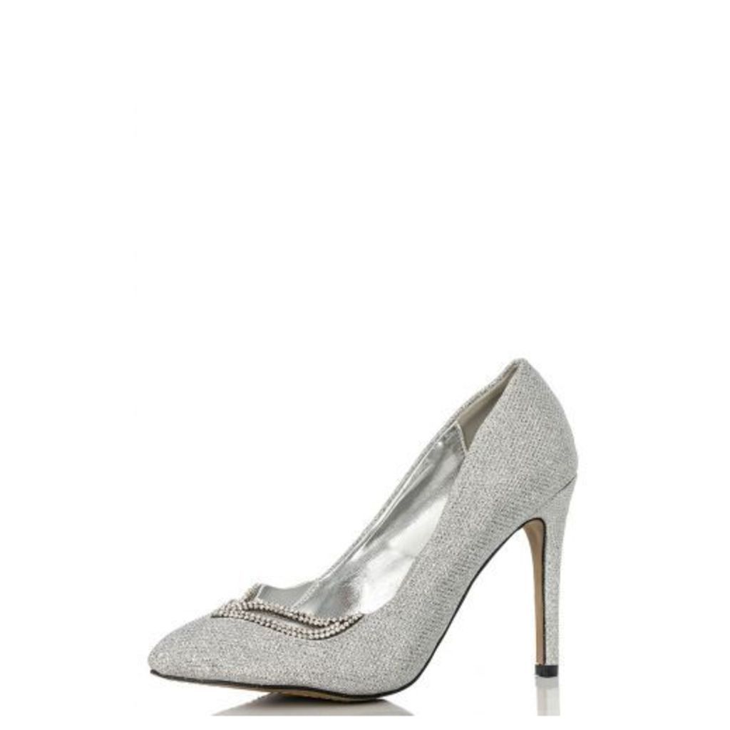 Silver Shimmer Diamante Point Shoes