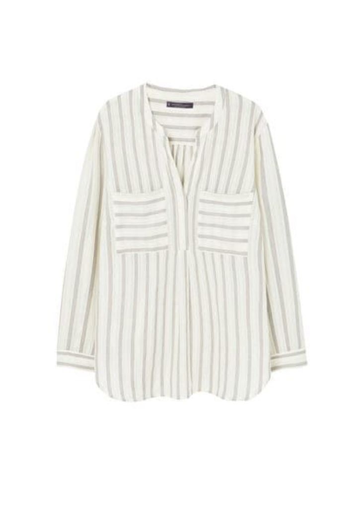 Textured stripe-patterned blouse