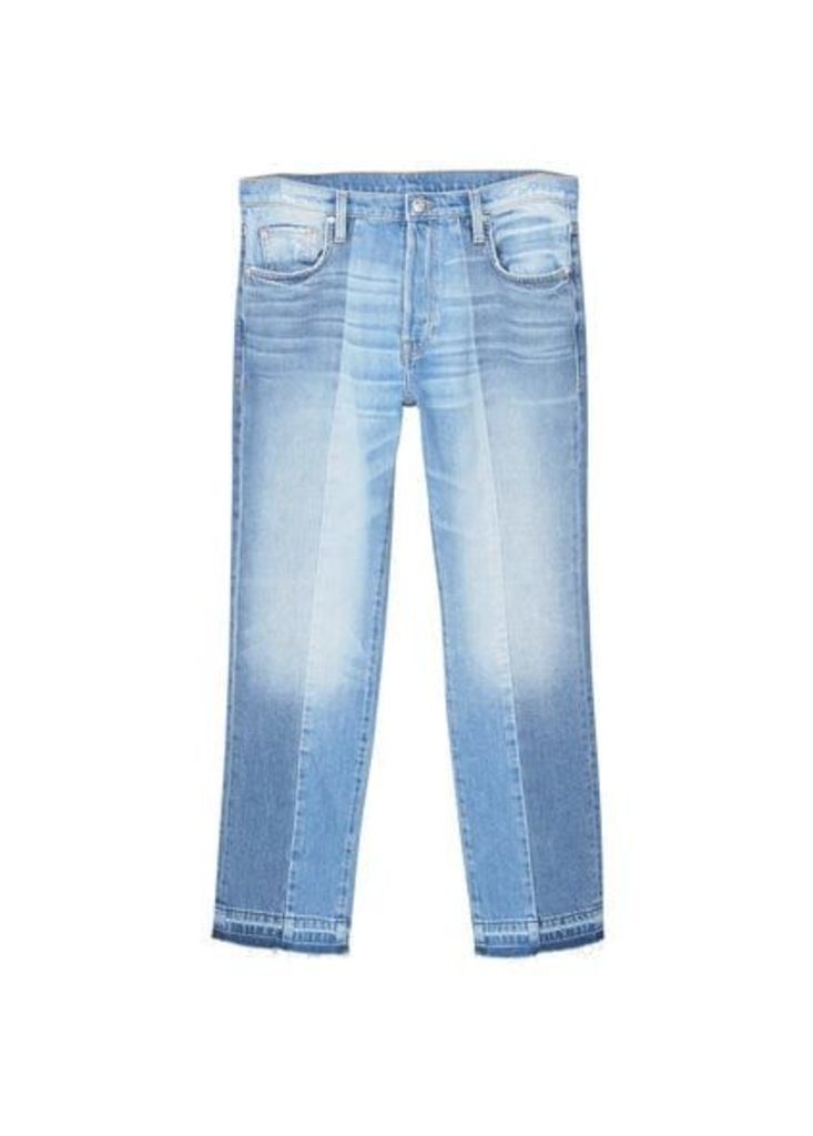 Straight crop Mix jeans