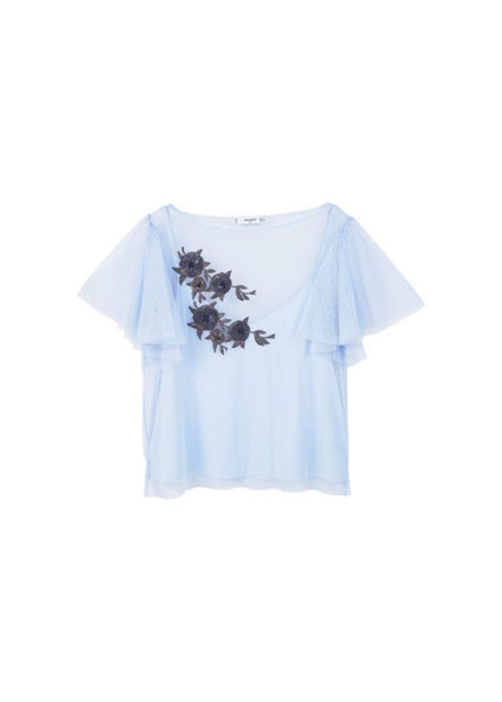 Embroidered tulle t-shirt