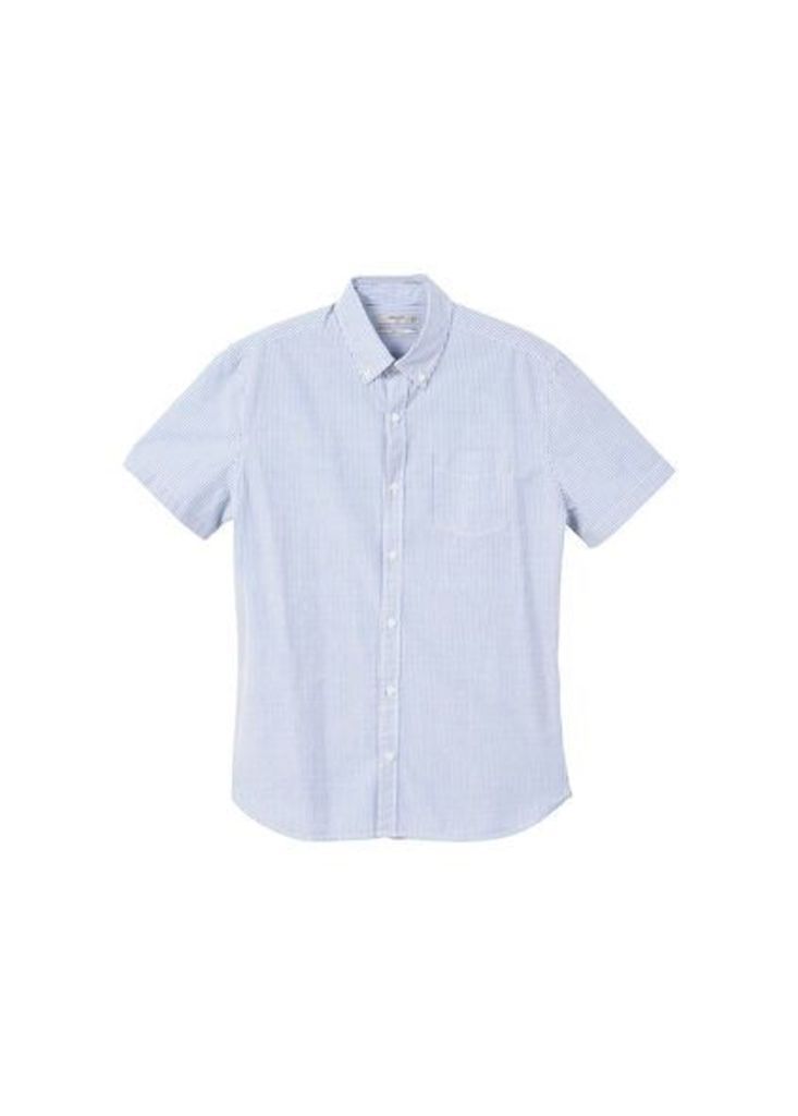 Slim-fit cotton seersucker shirt