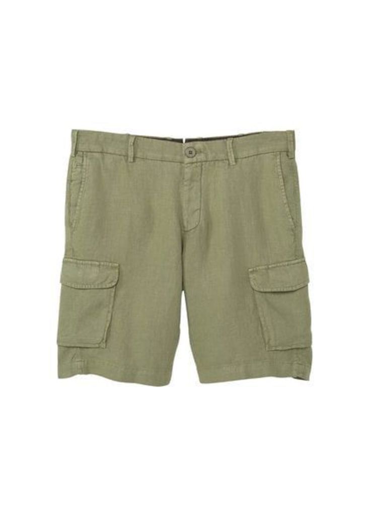 Cargo pockets linen bermuda shorts