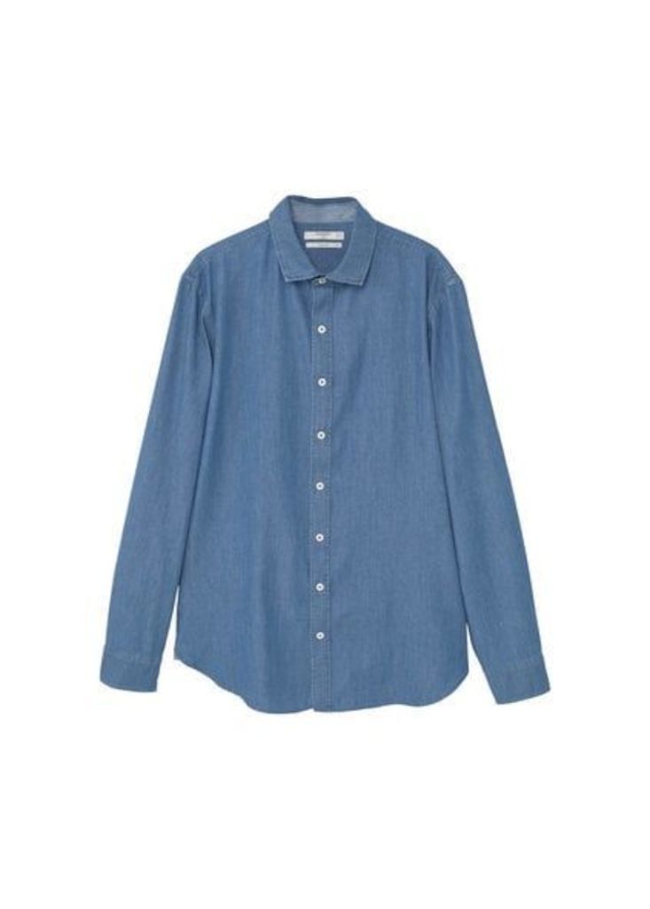 Slim-fit structured chambray shirt