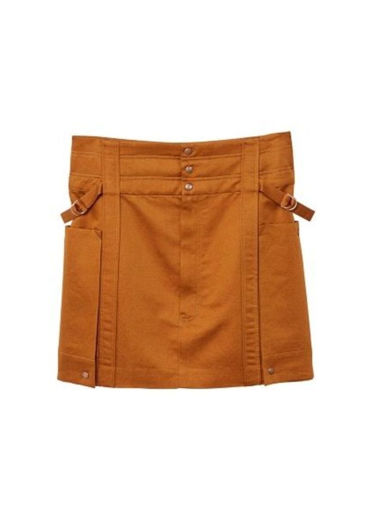 Organic linen cargo skirt