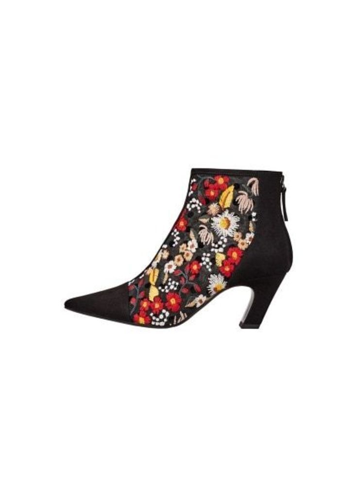 Floral embroidered ankle boots