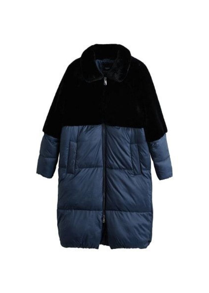 Faux-fur quilted coat
