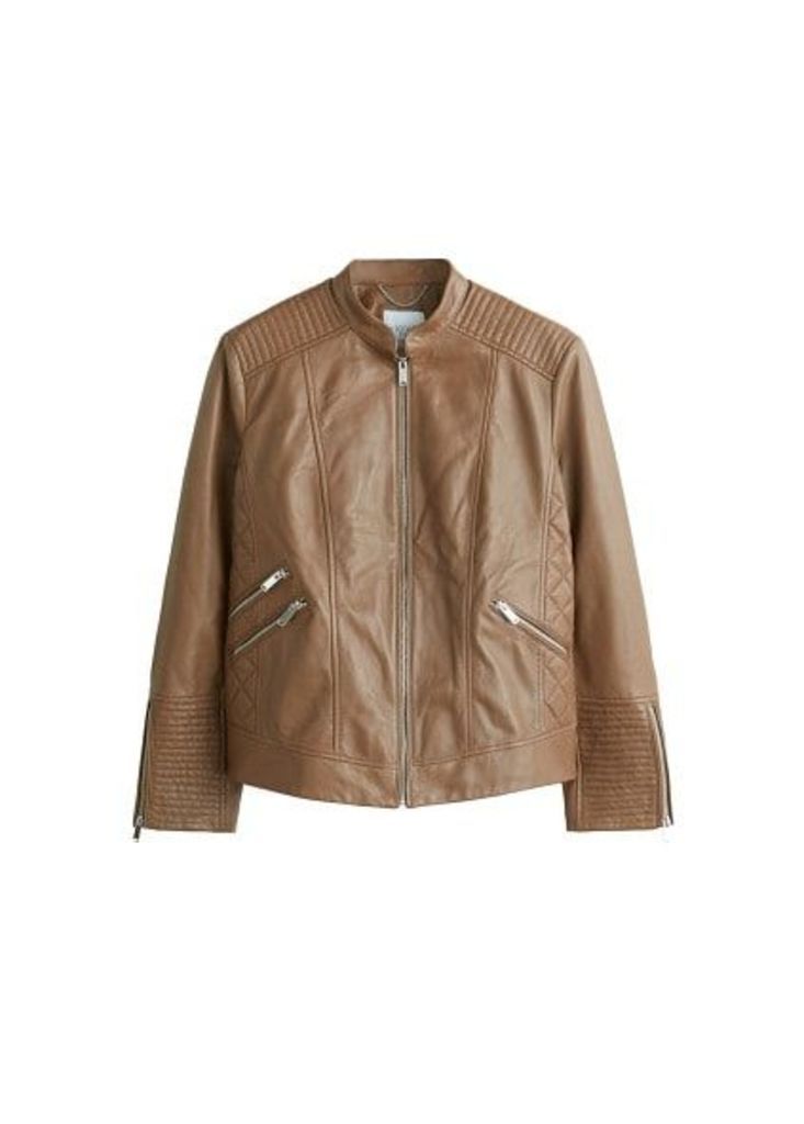 Zip leather jacket