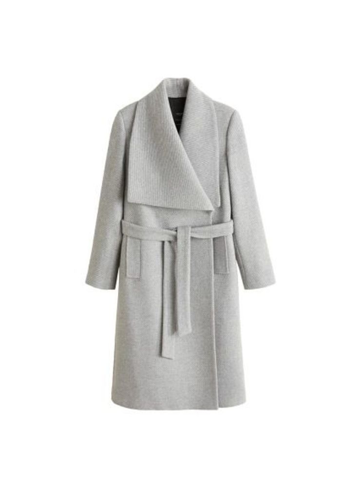 Wide lapel wool-blend coat