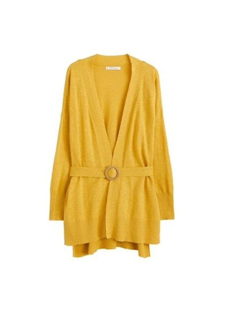 Belted cotton cardigan