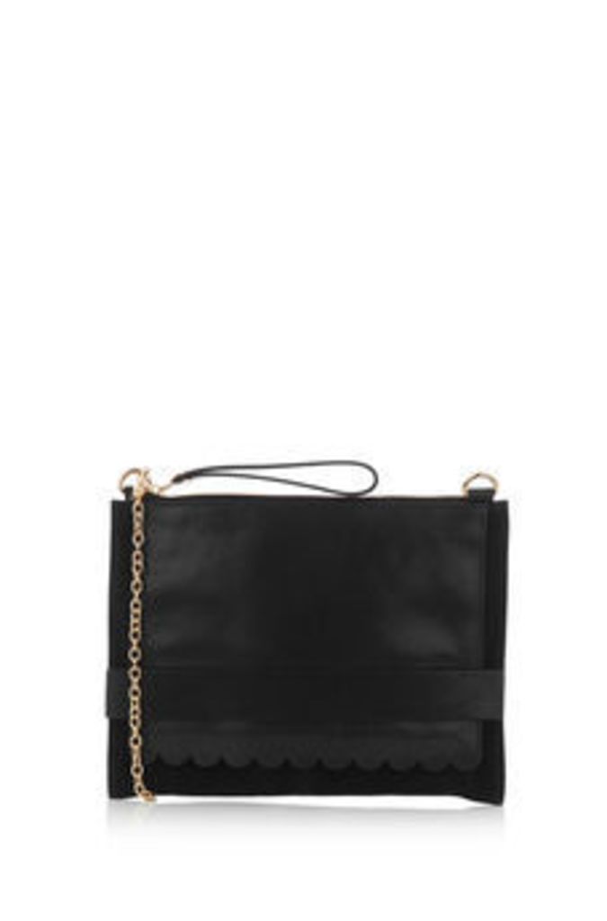LEATHER SCALLOP CLUTCH