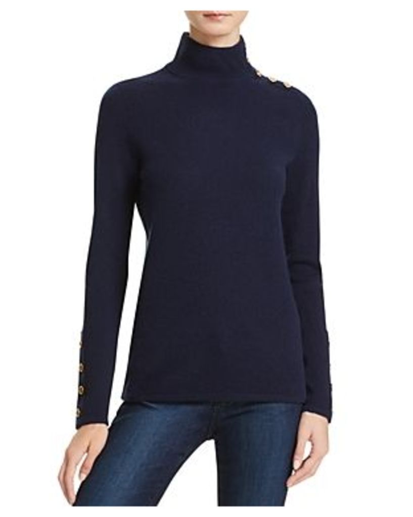 C by Bloomingdale's Button Mock Neck Cashmere Sweater