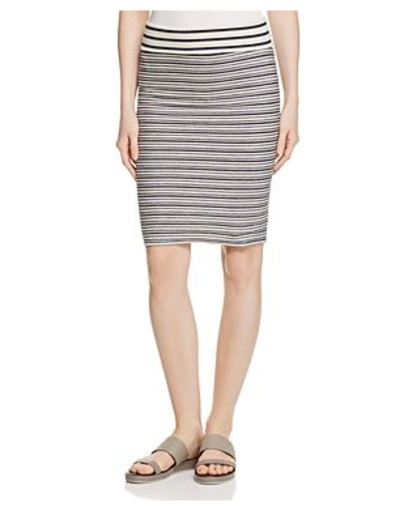 Three Dots French Terry Stripe Pencil Skirt
