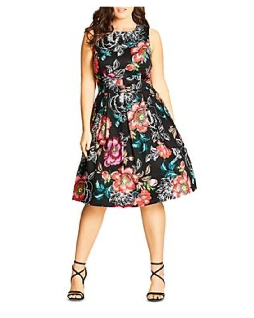 City Chic Mystery Flower Printed Dress