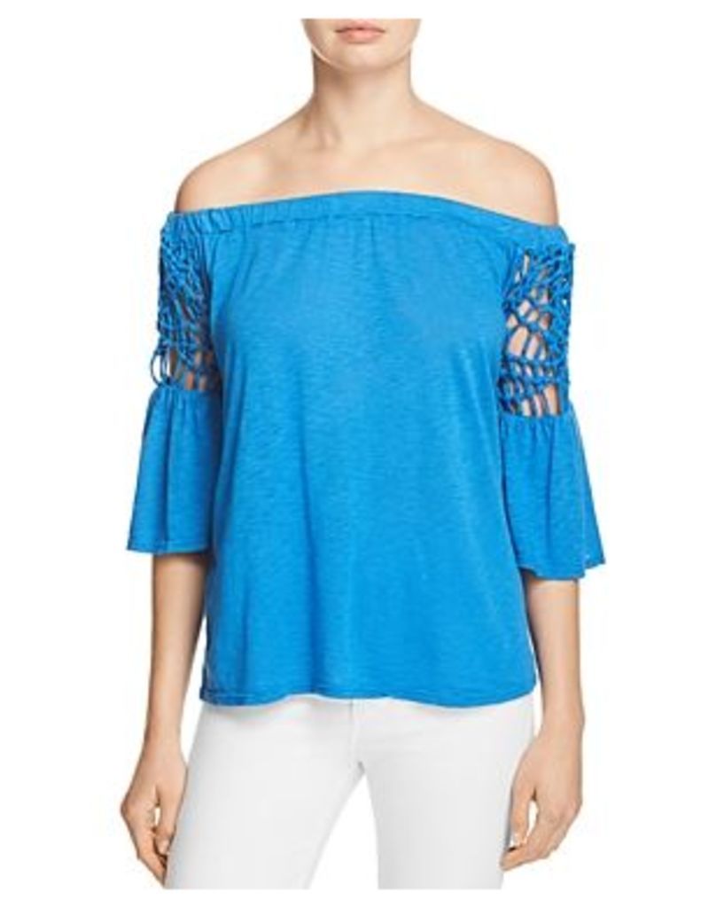 Red Haute Off The Shoulder Statement Sleeve Top