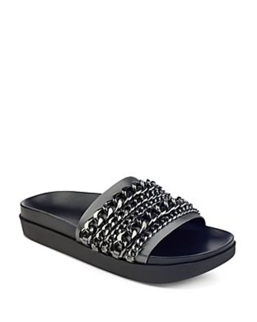 Kendall and Kylie Shiloh Satin Chain Pool Slide Sandals