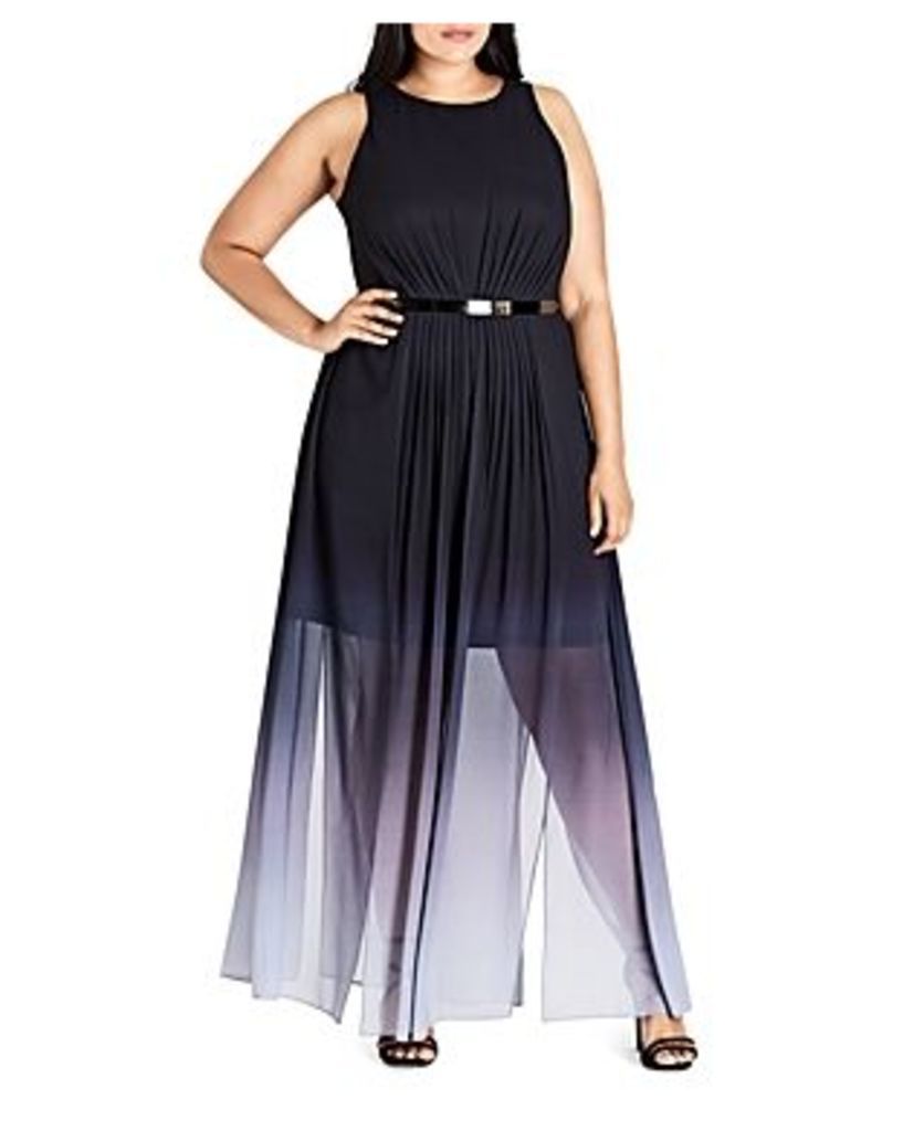 City Chic Ombre Pleated Maxi Dress
