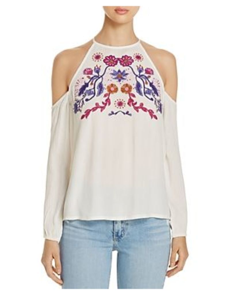 Jachs Girlfriend Cold Shoulder Embroidered Top