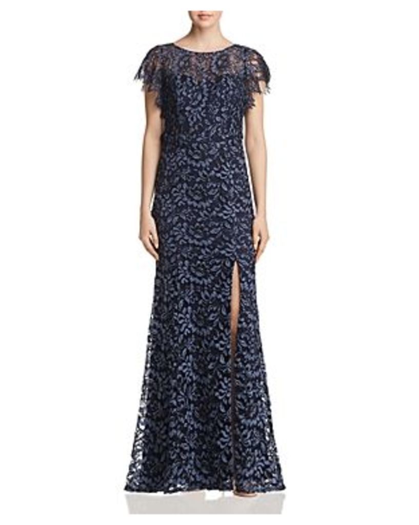 Flutter-Sleeve Lace Gown
