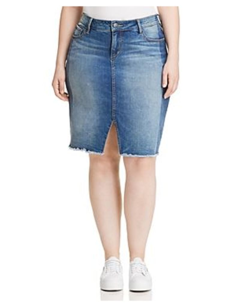 Slink Jeans Plus Shadow Mix Denim Pencil Skirt in Gwen