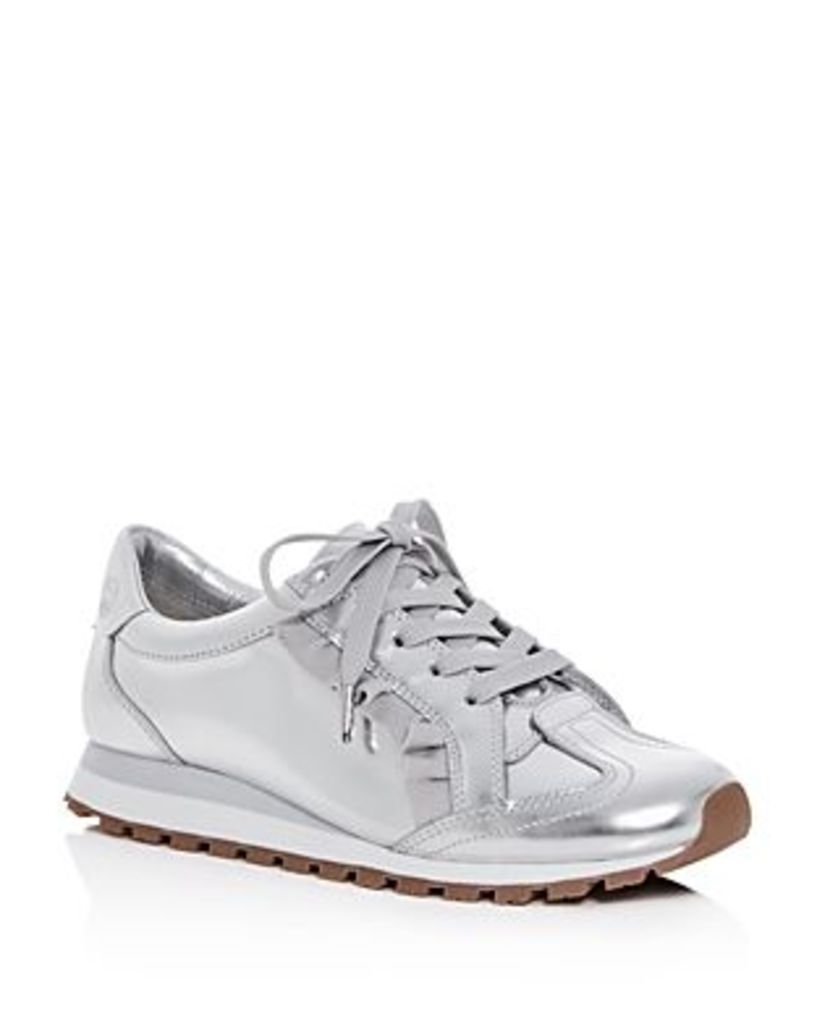 Tory Sport Women's Ruffle Trainer Leather Lace Up Sneakers