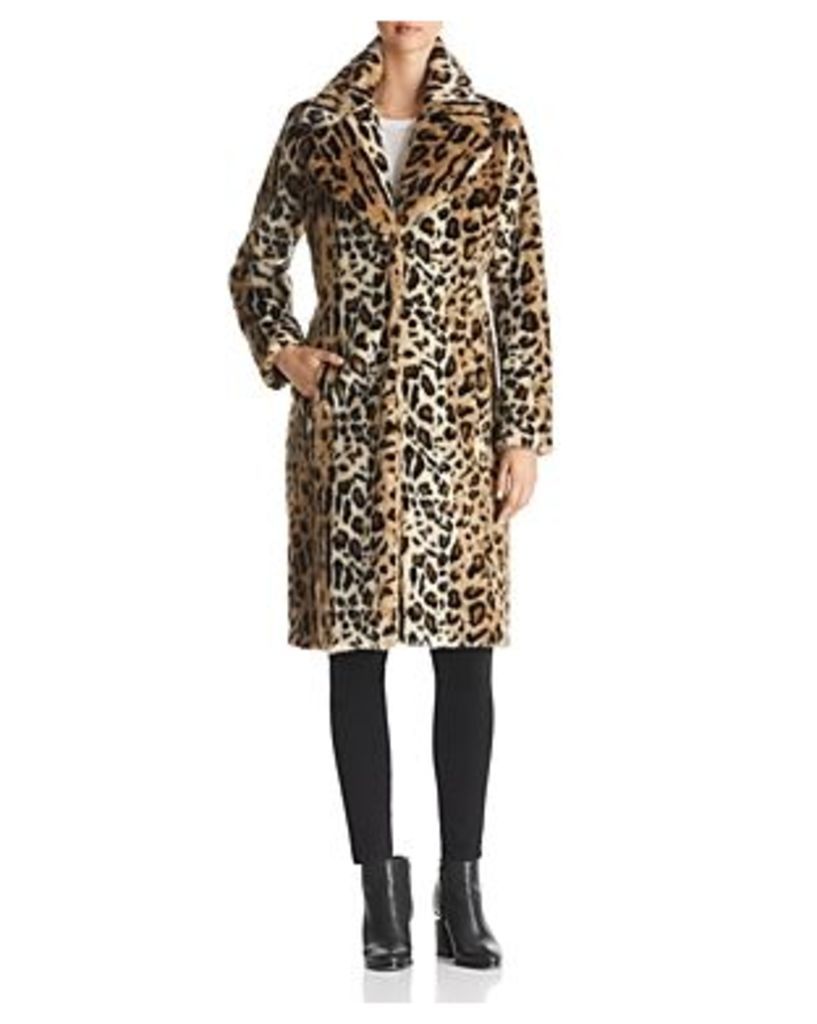 Kendall and Kylie Leopard Print Faux Fur Coat