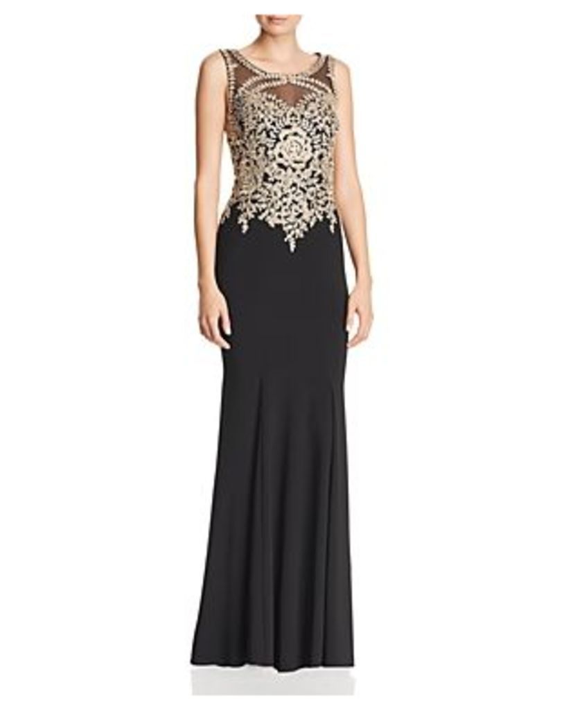 Avery G Embroidered Bodice Gown
