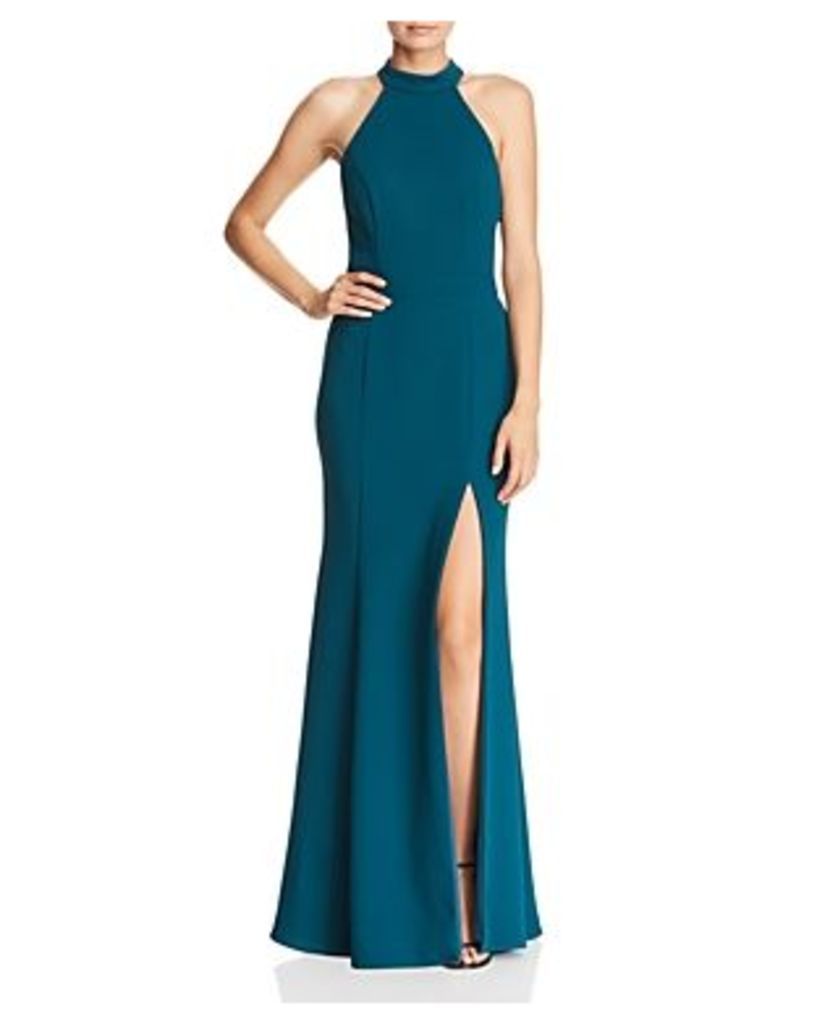 Aqua Fluted Crepe Gown - 100% Exclusive