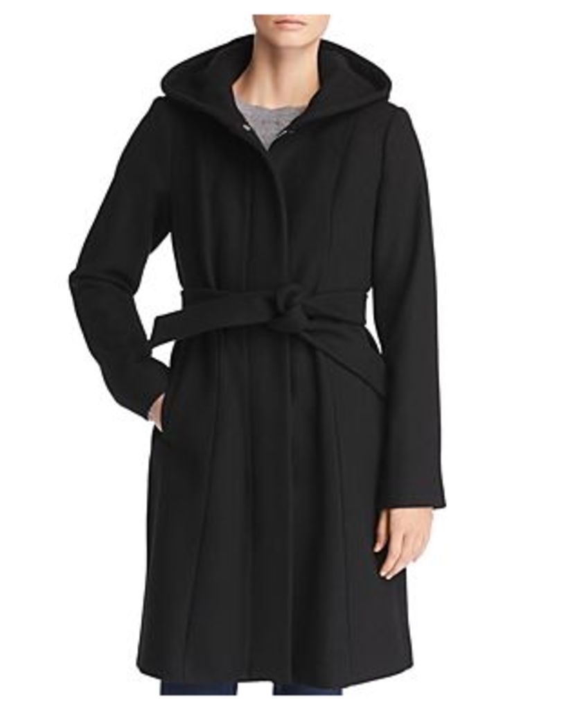 Hooded Belted Wrap Coat
