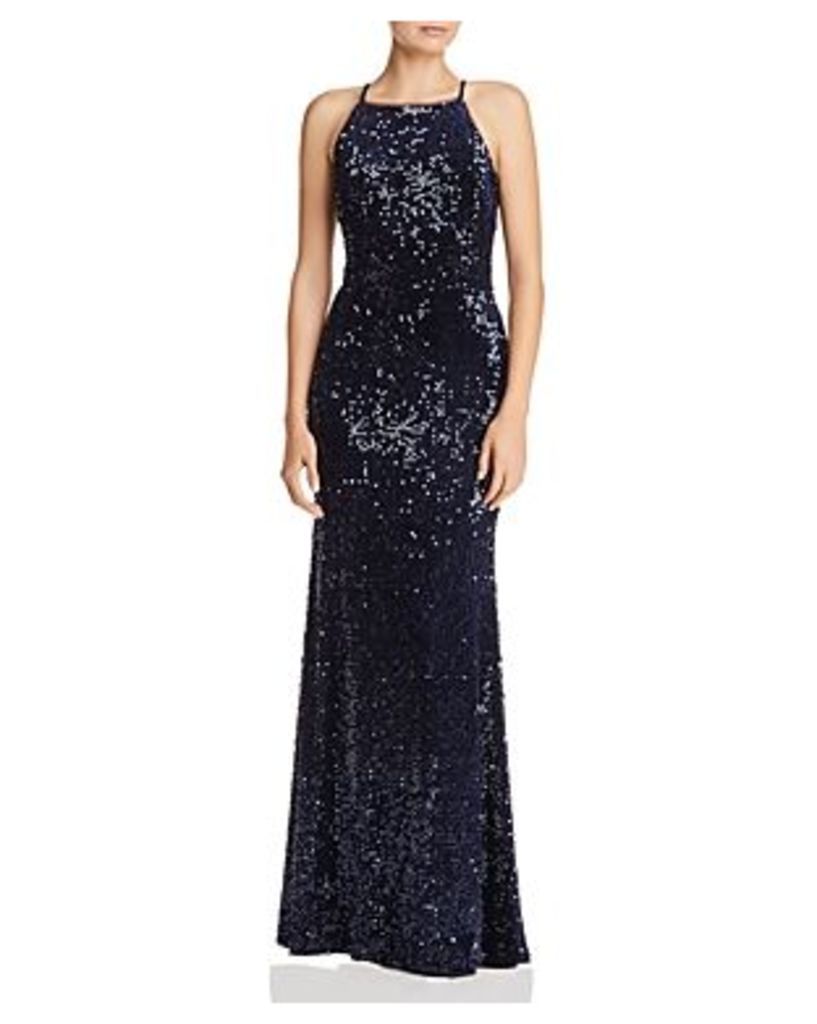 Aqua Sequined Velvet Gown - 100% Exclusive