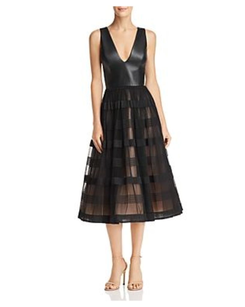 Nha Khanh Faux-Leather & Tulle Dress