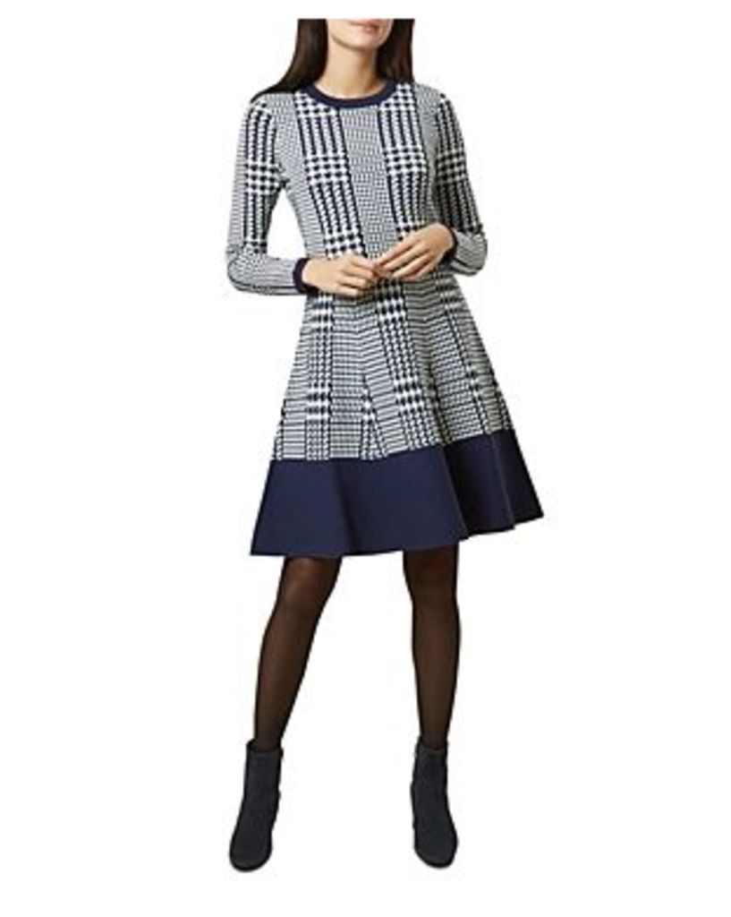 Callie Houndstooth Fit-and-Flare Dress