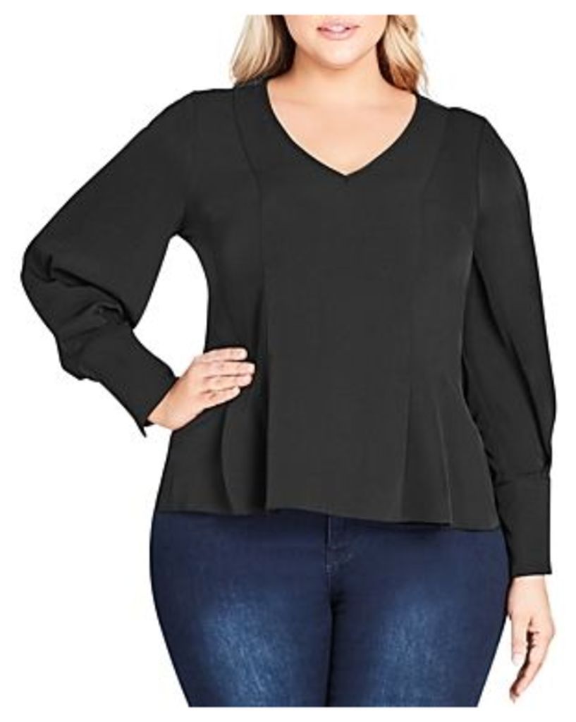 City Chic Plus Pow Wow Pleated Top