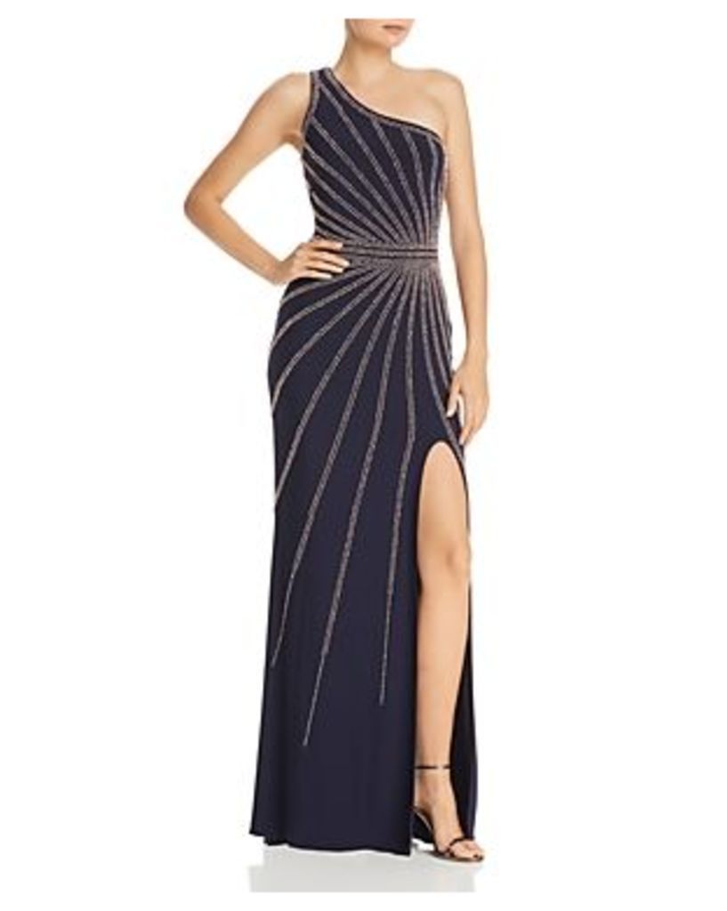 Avery G One-Shoulder Beaded Gown