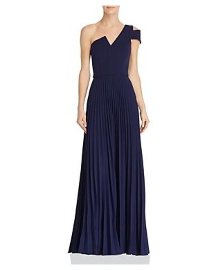 Aqua One-Shoulder Pleated Gown - 100% Exclusive