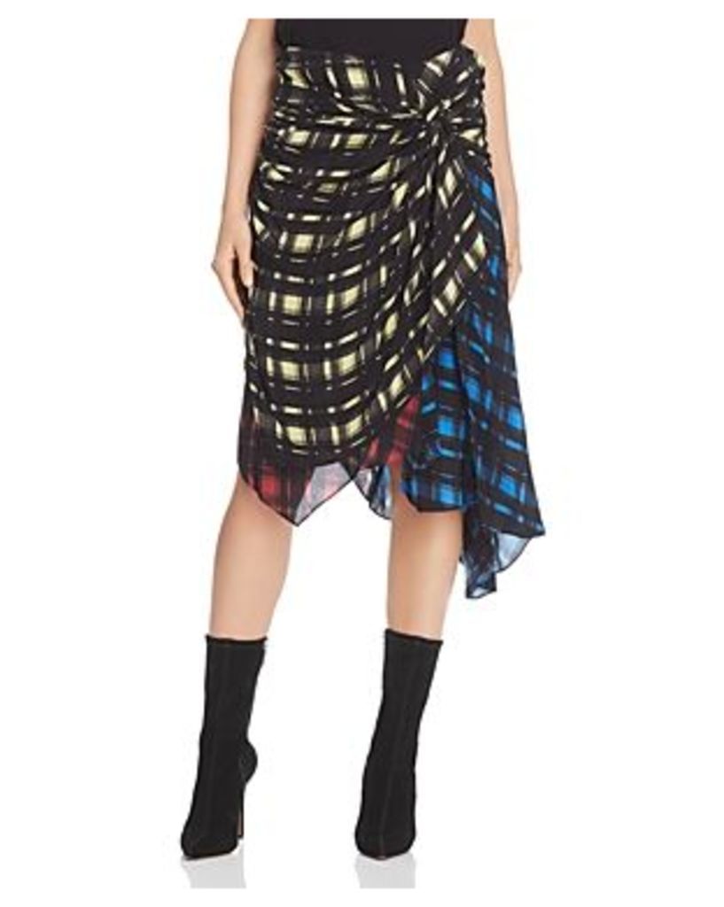 Preen Line Halu Mixed Grid Print Midi Skirt