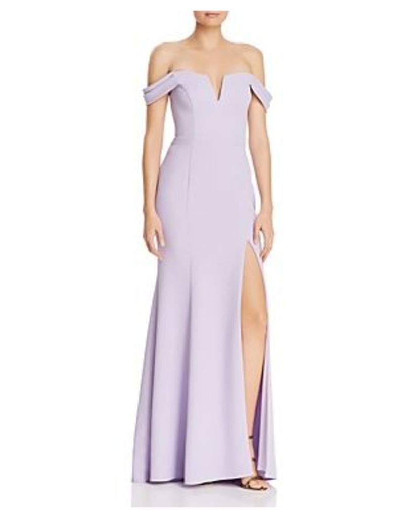 Avery G Off-the-Shoulder Crepe Gown
