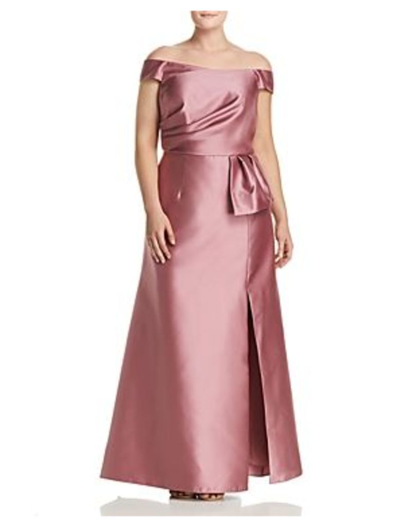 Adrianna Papell Plus Mikado Off-the-Shoulder Gown