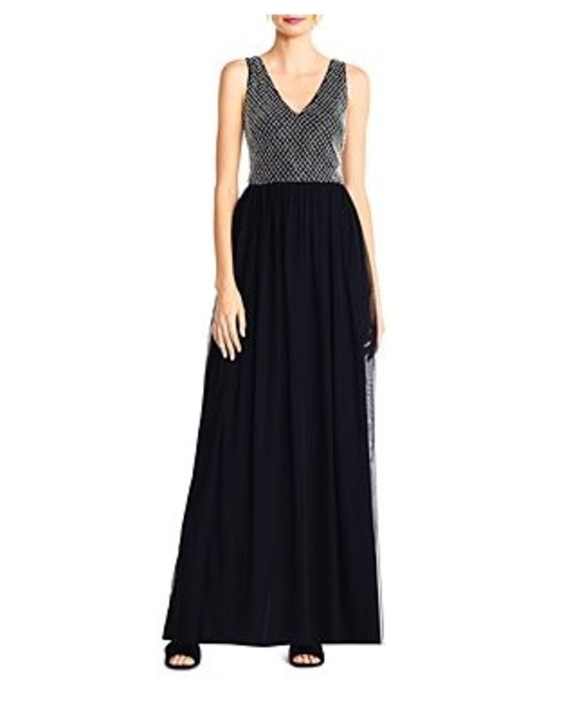 Adrianna Papell Embellished Tulle Gown