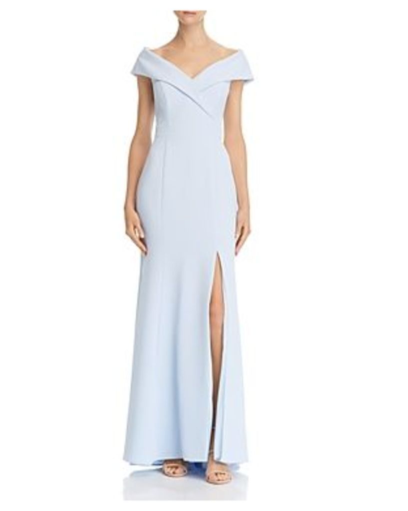 Aqua Off-the-Shoulder Crepe Dress - 100% Exclusive