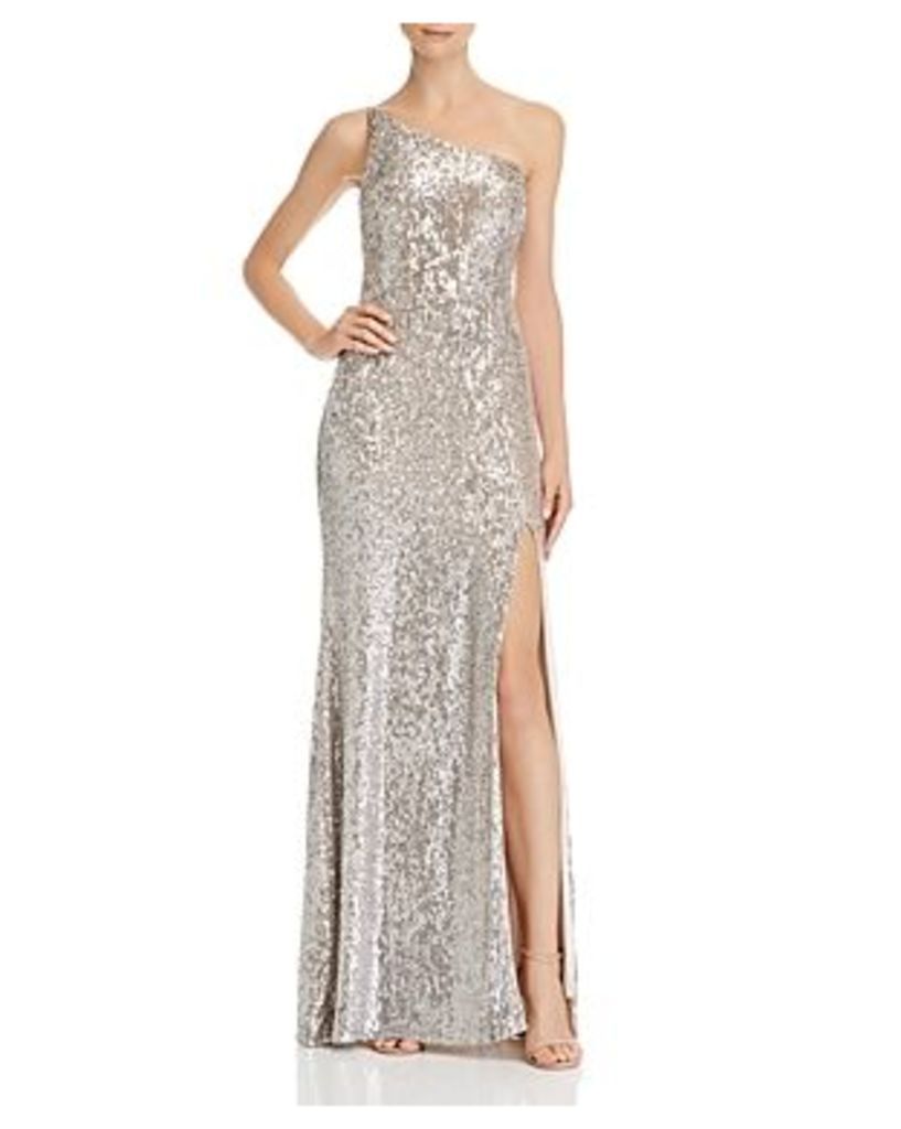 Avery G One-Shoulder Sequin Gown
